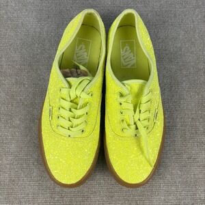 Vans‎ Authentic Neon Yellow Lime Glitter Low Top Sneakers Gum Sole Skate Shoes